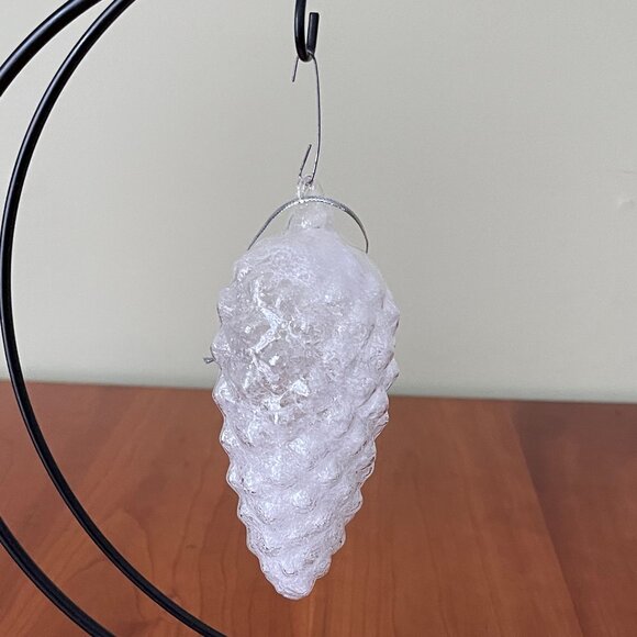 White Blown Glass Pinecone Ornament - Picture 1 of 7